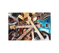 Magic Electric Guitar Music Printed Linen Placemats 6 PCS Set - Double Layer Heat Resistant Non-Slip Place Mats for Dining Room, Kitchen Table Decor, Indoor Outdoor, Housewarming Gift