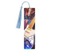 Magic Electric Guitar Music Printed Metal Bookmarks M - Sky Blue Lightweight Aluminium Book Marker for Books, Journals & Gifts, Ideal Book Lovers, Holiday Decor & Crafts