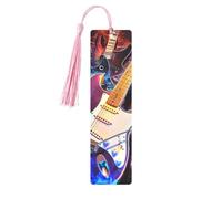 Magic Electric Guitar Music Printed Metal Bookmarks S - Pink Lightweight Aluminium Book Marker for Books, Journals & Gifts, Ideal Book Lovers, Holiday Decor & Crafts