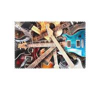 Magic Electric Guitar Music Printed Placemats Set of 4, Non-Slip Heat Insulating Washable Table Mats for Kitchen Dinning Gifts, Easy Clean, 45x30 CM
