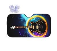 Magic Electric Guitar Music Printing Car Windshield Sunshade-Thicken Bubble Block Heat and Sun UV Rays,Front Windshield,Sun Visor