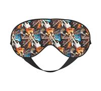 Magic Electric Guitar Music Printing Soft Eye Mask Reversible Cover for Travel Adjustable Strap Blackout Sleep