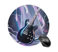 Magic Electric Guitar Music Round Mouse Pad 7.8 Inch, Portable Gaming Mouse Mat with Non-Slip Rubber Base & Smooth Surface, Waterproof Mousepad for PC, Laptop, Computer, Office, Home