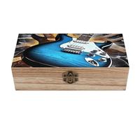 Magic Electric Guitar Music Wooden Keepsake Box with Hinged Lid Handmade Memory Box for Wedding Keepsakes Crafts Jewelry Photos Elegant Decorative Storage Boxes Ideal Bridal Shower Gift