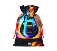 Magic Electric Guitar print Christmas Bag - Premium Holiday packet, Festive Xmas Packaging with Joyful Designs