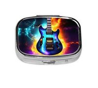 Magic Electric Guitar Print Pill Box, 2 Large Compartmensts to Moistureproof Portable Pill Box Organiser for Travel