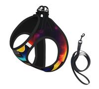 Magic Electric Guitar Print Soft Mesh Dog Harness and Leash Set Pet Puppy Cat Comfort Padded Vest No Pull Harnesses