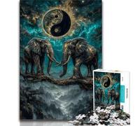 Magic Elephant Puzzles 1000 Pieces for Adults,Challenging To Complete But Fun And Humorous Unique Home Decor And Gifts 38x26cm