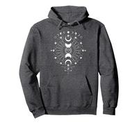 Magic Energy of the Sun, Stars & Moon Boho Graphic Pullover Hoodie, Adult Unisex, Dark Heather Grey, Small