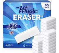 Magic Eraser Sponge for Cleaning by Smith’s | 30 Pack | Trusted by Professional Cleaners | Serving UK Homes for Over 10 Years | 8X Stronger Than Cellulose | Chemical Free