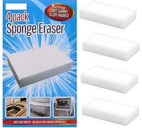 Magic Eraser Sponge For Walls Shoe Polish Car Cleaning Heavy Duty Non Scratch Sponges Wall Scuff Remover Polishing Pads Kitchen Surface Mark Removal Stain Cleaner Chemical Free Foam (4 Pack) (WHITE)