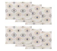 Magic Evil Eye Placemats Set of 6, Placemats Washable Kitchen Dining Linen Table Mats Stain Heat-Resistant for Home Party Indoor 12x18 inch