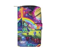 Magic Evil Eyes Mushroom Egyptian Pyramid Fashion Wallet Credit Card Holder Slim Coin Pocket Purse Handheld Phone Bags for Women Men 8×4.5×1.5 Inches