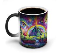 Magic Evil Eyes Mushroom Egyptian Pyramid Heat Changing Coffee Mug Novelty Printed Magic Ceramic Tea Cup for Office Home Women Men