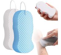 Magic Exfoliating Bath Sponge, 2025 New Super Soft Exfoliating Bath Sponge, 2PCS 3D Gentle Reusable Body Scrubber Removes Dead Skin (Blue)