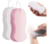 Magic Exfoliating Bath Sponge, 2025 New Super Soft Exfoliating Bath Sponge, 2PCS 3D Gentle Reusable Body Scrubber Removes Dead Skin (White)