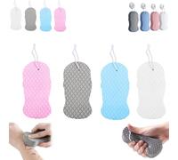 Magic Exfoliating Bath Sponge 3D, Magic Super Soft Exfoliating Bath Sponge, Remover Dead Skin, Double-Sided Ultra Soft Fiber Sponges Body Shower Scrubber Reusable (White+Gray+Blue+Pink)