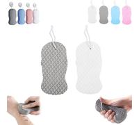 Magic Exfoliating Bath Sponge 3D, Magic Super Soft Exfoliating Bath Sponge, Remover Dead Skin, Double-Sided Ultra Soft Fiber Sponges Body Shower Scrubber Reusable (White+Gray)