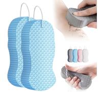 Magic Exfoliating Bath Sponge, African Net Spongs Authentic, 3D Shower Body Scrubber Exfoliator, Boho Fashion Loofah Accessories for Face, Home Reusable Dead Skin Remover All Skin Types(2*Blue)