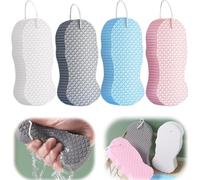 Magic Exfoliating Bath Sponge, New 3D Super Soft Exfoliating Bath Sponge for Body Removes Dead Skin, Reusable Body Scrubber Skin Friendly for Bathroom (4PCS)