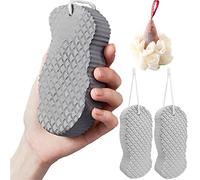 Magic Exfoliating Bath Sponge, Super Soft Exfoliating Bath Sponge Dead Skin Removal Bathing Sponge Exfoliate Body Sponge for Shower, Multipack Bath Sponges with Shower Puff for Adults and Kids (Grey)