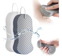 Magic Exfoliating Bath Sponge, Super Soft Exfoliating Bath Sponges, Spa Scrub Dead Skin Remove, Resuable, Scrub, 3D Exfoliating Bath Sponge Skin Friendly Reusable (White+Gray)