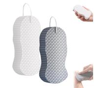 Magic Exfoliating Bath Sponge, Upgrade Super Soft Exfoliating Bath Sponge, Reusable Body Scrubber, Dead Skin, Women and Men (White+Grey)