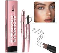 Magic Eyebrow Microblading Pen - 4-Tipped 3D Waterproof Eyebrow Pencil Contouring Pen for Natural Eyeliner Makeup (02 Dark Brown)