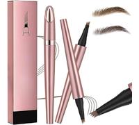 Magic Eyebrow Pencil - 2024 New 3D Waterproof Microblading Eyebrow Pencil Contouring Pen - 4 Tip Natural Long-Lasting Fine Stroke Microblading Pen (Dark Brown+Light Brown)