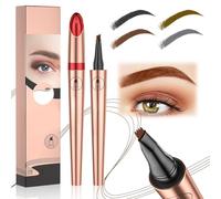 Magic Eyebrow Pencil,3D Waterproof Microblading Eyebrow 4-Tip Microblade Eyebrow Pen, Long-Lasting Natural Eye Brow Pencil for Girls/Women (dark brown)