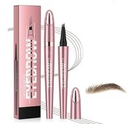 Magic Eyebrow Pencil - 3D Waterproof Microblading Eyebrow Pen with 4 Micro-Fork Tips, Long-Lasting and Fine Eyebrow Pencil for Natural Makeup, Dark Brown