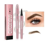 Magic Eyebrow Pencil, 3D Waterproof Microblading Eyebrow Pencil Contouring Pen, Liquid Eyebrow Pen with 4 Micro-Fork Tip, Natural Long-Lasting Eyebrows Pencil for Women Men (B# Light Brown)