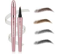 Magic Eyebrow Pencil - 4-tip Microblade, Waterproof, Long-Lasting, Smudge-Proof Fine Sketch, For Men & Women (Black)