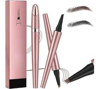Magic Eyebrow Pencil Waterproof - 2024 New 3D Microblading Eyebrow Pencil Contouring Pen - 4 Tip Natural Long-Lasting Fine Stroke Eyebrow Pen (Black+Drak Brown)