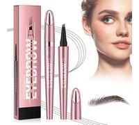Magic Eyebrow Pencil Waterproof, 2026 New 3D Microblading Eyebrow Pen with 4 Tips, Makeup Eyebrow Dye Long-lasting Eye Brow Pencil for Natural Looking Defined Eyebrows (2#-Dark Brown)
