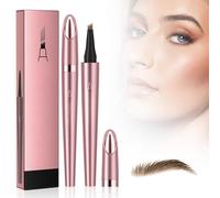 Magic Eyebrow Pencil with 4 Fork Tip, 3D Waterproof Microblading Eyebrow Pencil, 4-Tip Eyebrow Pencil Contouring Pen, Natural Makeup Long-Lasting Fine Stroke Magic Eyebrow for Women (Light Brown)