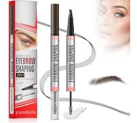 Magic Eyebrow Pencil with Eyebrow Gel, 2024 New 3D Microblading Eyebrow Pen Natural Makeup Fine Stroke 4-Fork-Tip Pencils, Last All-Day, Long-Lasting Waterproof Eyebrow Pencil for Women (Dark Brown)