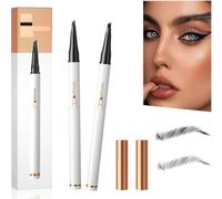 Magic Eyebrow Tattoo Pencil 4 Fork Tip 3D Microblading - 2024 Eyebrow Pencil 4-Tip Natural Makeup Fine Stroke - Eye Brown Makeup Long-Lasting Eyebrow Pencil Stay on All Day (Black+Grey)