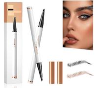 Magic Eyebrow Tattoo Pencil 4 Fork Tip 3D Microblading - 2024 Eyebrow Pencil 4-Tip Natural Makeup Fine Stroke - Eye Brown Makeup Long-Lasting Eyebrow Pencil Stay on All Day (Light Brown+Black)