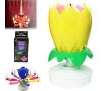 Magic Flower Birthday Candle, Novelty Birthday Candle Musical Pop-Up Surprise Candles, Spin, Play Happy Birthday Song, Creative Party Singing Decor, Unique Cake Topper for Kids & Adults(Yellow)