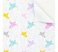 Magic Flying Unicorn Over Rainbow Star Dreams On White Wrapping Paper Sheets, Fantasy Horse With Wings and Horn Gift Wrap for Birthday Wedding Bridal Baby Shower Girl Kids, 4 Sheets Folded Flat 20x28