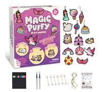 Magic Foam Texture Painting Kit, 3DArt Craft Aqua Puffs Paint Kit with 12 Colors Pens, Paint by Number Craft for Kids, DIY Color & Inflate Activity, Gift for Girls & Boys