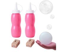Magic Fog Bubble Wand Liquid Refill, Smoke Bubble Machine Wand - Elastic Fog Effect, for Holiday & Birthday Party Games (2Sets Pink + atomizer)