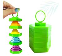Magic folding blocks fidget toys - Transformable and spining - Stress Anxiety relief toy for ADHD Autism special needs- Finger toy extend retract up down - Gift for Adults & Kids! (Green Hexagon)