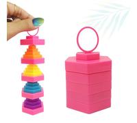 Magic folding blocks fidget toys - Transformable and spining - Stress Anxiety relief toy for ADHD Autism special needs- Finger toy extend retract up down - Gift for Adults & Kids! (Pink Hexagonal)