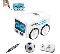Magic Follows Line Car, 2026 New Magic Mini Rc Bus, Car That Follows Drawn Lines, Automatic Avoidance Patrol Lines Driving Desktop Toy Cars Expression Light Adjustment (White)