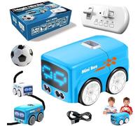 Magic Follows Line Car, Inductive Mini Interactive Cars Follows The Line, Magic Mini Rc Bus with Remote Control & LED Dynamic Expression Light, Educational STEM Vehicle Toy for Boys Girls (Blue)
