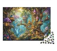 Magic Forest 1000 Piece Jigsaw Puzzle Recycled Tree Houses Senior Puzzles Party Game Props Developing Boy & Girl‘s Intelligence Educational Fun 52x38cm/1000pcs