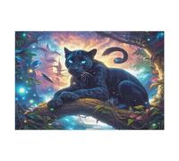 Magic Forest Black Cat 1000 Piece Jigsaw Puzzle for Adults Teens Post Work Wind Down Mind Calming Whimsical Design for Friends 1000 PCS
