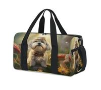 Magic Forest Dog Mushroom Sport Duffel Bags for Kids Girls Boys Women Men Overnight Weekender Travel Bag Tote Carry Gym Casual Duffel Bags